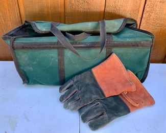 $10.00........Wood bag and gloves (J117)