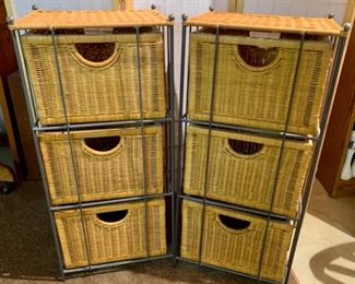 REDUCED!  $33.75 NOW, WAS $45.00..........Pair Wicker Drawer Units 33 1/2" tall (J318)