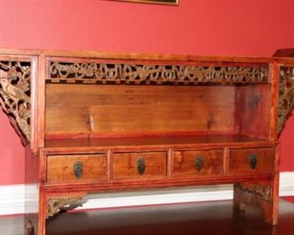 Antique Hand-carved of Rosewood, A Rare Chinese 4 drawer table top shelf display/storage.   