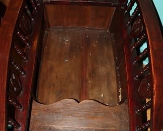 Antique Chinese Baby Crib, hand carved. Shown with storage under the base. 