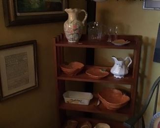 Light, vintage pottery, pictures, dishes