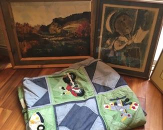 Kids sleeping bag, oil painting, picture