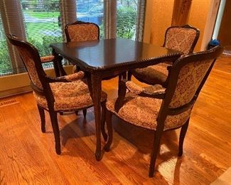 Game table 35" square $225, Four chairs 