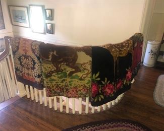 Wool sleigh or carriage lap blankets and coverlet