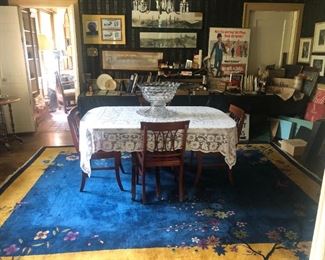 Dining Room - Walter Nichols rug, Danville memorabelia, American Fostoria punch bowl