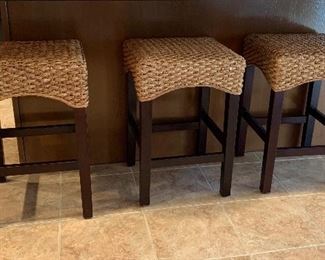 Bar Stools w Rattan Seats ( there are actually 4!)