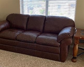 Rolled Arm Sofa, Pair of Oversized End Tables w Slate Tops