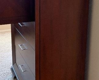 Michael Amini Gentlemen's Chest w Side Storage on both Sides, Lighted Top and Reversible Doors. 