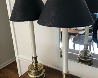 Brass Candlestick Buffet Lamps  (pair)
