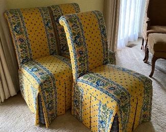 4. Set of 3 slipcovered yellow chairs $100