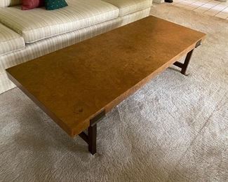 8. Nice burlwood Coffee table.  Mid-Century Design $175