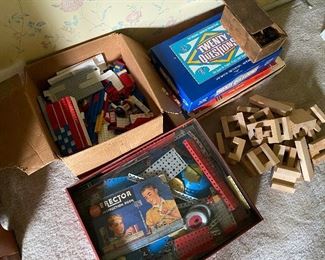 14. Lot of toys including Erector Sets, blocks, OLD lego and a couple games $20