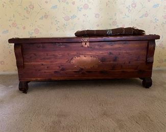 16. Cedar chest, old trunk in good shape $40