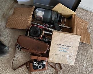 22. Film camera, lighting, vintage fabric box kite, confederate flag and more $50