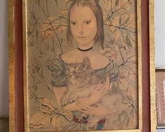 27. Tsuguharu Foujita Large Lithograph framed $95