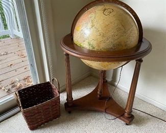 46. Electric Light up Globe and wicker basket $55