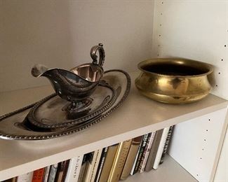 56. Silver plate and brass spitoon bowl $20