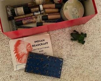 63. Indian bead kit with beads and old ww2 knife bayonet?   $45