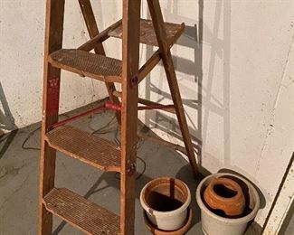 79. Wood ladder and planter $10