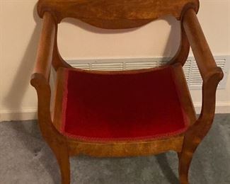 Antique Wooden Chair Red Cushion