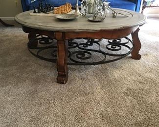 Unique coffee table with lazy susan, 50" round