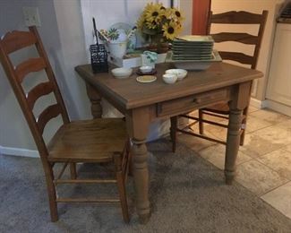 Breakfast table and ladder back chairs