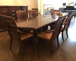 Bernhardt dining room table with 8 chairs, additional leaf and table pads.....
