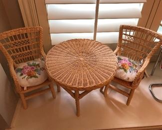 American Girl wicker table and chairs