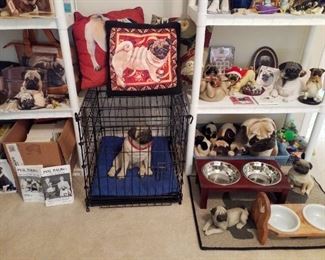 Pug figurines, statues, pillows