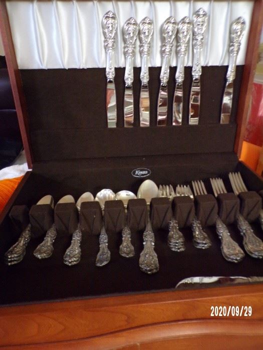 sterling silver flatware, Reed & Barton, Francis I Pattern, old mark, service for 7