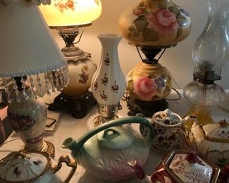 Fenton  Lamps, McCoy, Germany teapots
