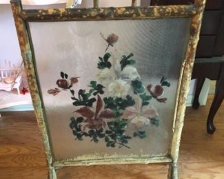 Antique Glass fire screen with reverse painting , Beautiful