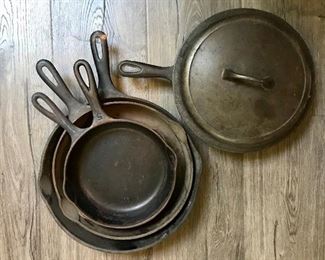 Misc cast iron skillets