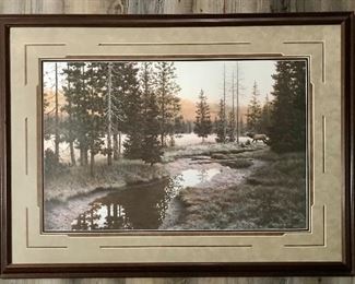 “Frosty Morning Reveille” framed print by Kay Williams 41”x30”