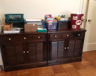 Pair of matching pine cabinets- 2 drawer Clark’s spool box