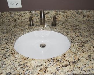 $425 -- 82" Double vanity with counter, two sinks, faucets