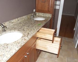 $425 -- 82" Double vanity with counter, two sinks, faucets