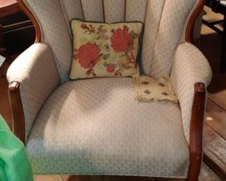 Gorgeous antique upholstered beige chair