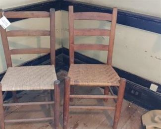 Antique pine ladder back chairs