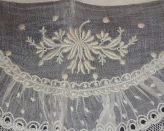 LACE antique French Schiffli Victorian hand embroidered