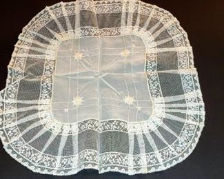 LACE antique French Schiffli Victorian hand embroidered