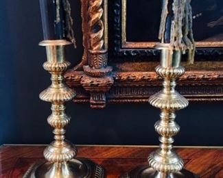 Brass candlesticks, pair