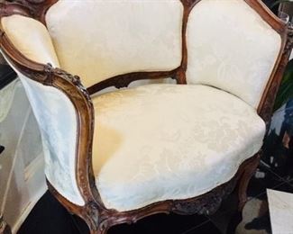 19th century French chair--it does have condition issues a wooden join needs to be glued. 