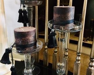 Tall crystal candle holders approx 22" tall