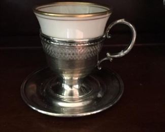 One cup of a set of 5 in sterling and lenox--