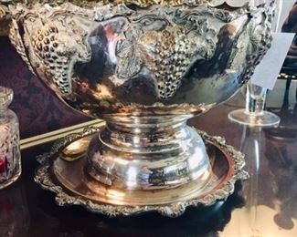 Large silver plate punch bowl