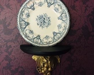 English pair of plates and wall brackets