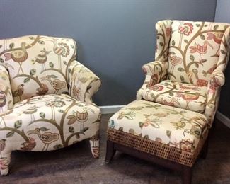PAIR OF CHAIRS WITH OTTOMAN