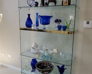 glass / brass shelving unit, etegeres. Unique contemporary piece 