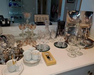 glassware, barware,  serving pieces 